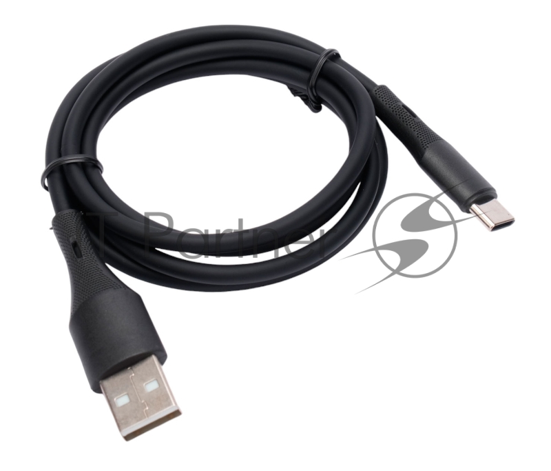 Кабель USB2.0 Cablexpert CC-USB2S-AMCM-1M-BK AM/Type-C, 3А, 18Вт, QC3.0, силиконовый, медь, 1м, черный, пакет