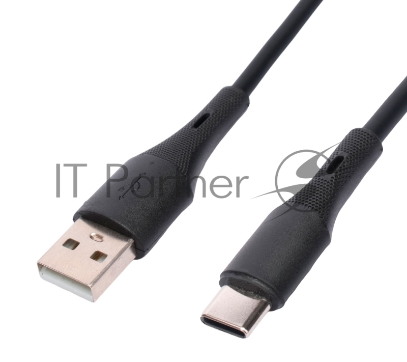 Кабель USB2.0 Cablexpert CC-USB2S-AMCM-1M-BK AM/Type-C, 3А, 18Вт, QC3.0, силиконовый, медь, 1м, черный, пакет