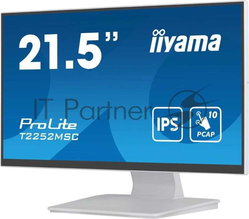 Монитор Iiyama ProLite T2252MSC-W2, белый, 21.5 IPS LED 5ms 16:9 HDMI M/M матовая 250cd 178гр/178гр 1920x1080 DP FHD USB Touch 4.5кг
