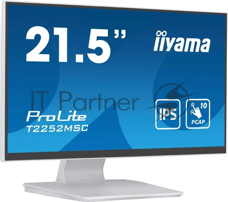 Монитор Iiyama ProLite T2252MSC-W2, белый, 21.5 IPS LED 5ms 16:9 HDMI M/M матовая 250cd 178гр/178гр 1920x1080 DP FHD USB Touch 4.5кг