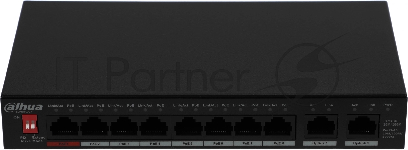 Коммутатор DAHUA DH-PFS3010-8ET-96, 10-Port Unmanaged Desktop Switch with 8-Port PoE