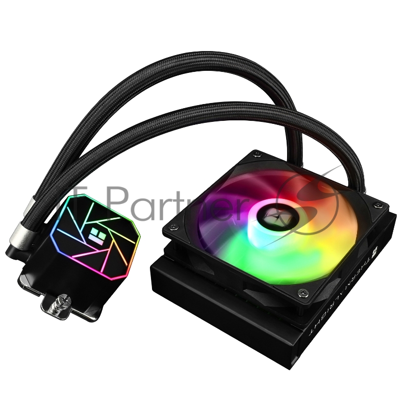 Система жидкостного охлаждения Thermaltight Aqua Elite 120 V3 (120mm, Black, ARGB/ Fans: 1x120mm, 66.17CFM, 25.6dBA, 1500RPM/ Pump height 53mm, 23dBA, 3300RPM, Rad thickness 27mm/ S: 1700, 1200, 20XX, 115X, AM5, AM4)