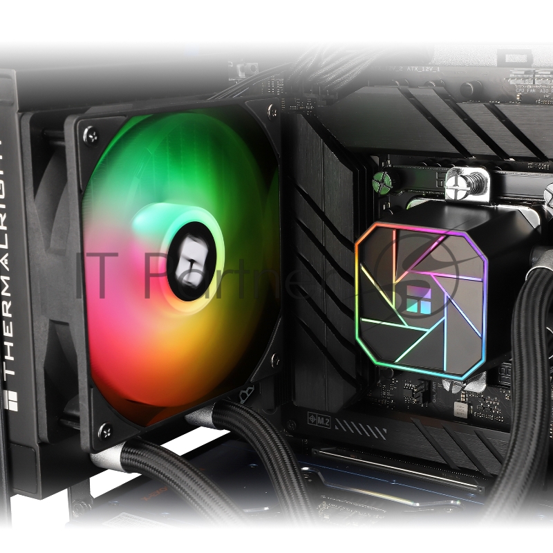 Система жидкостного охлаждения Thermaltight Aqua Elite 120 V3 (120mm, Black, ARGB/ Fans: 1x120mm, 66.17CFM, 25.6dBA, 1500RPM/ Pump height 53mm, 23dBA, 3300RPM, Rad thickness 27mm/ S: 1700, 1200, 20XX, 115X, AM5, AM4)