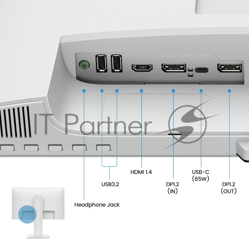 Мониторы Benq GW2486TC 23.8, 1920x1080, IPS, 100Hz, 1300:1, 250cd, 5ms, HDMI, DP, Speakers, Height adj 130, Pivot, Flicker-freeLow Blue Light, 3Y, White