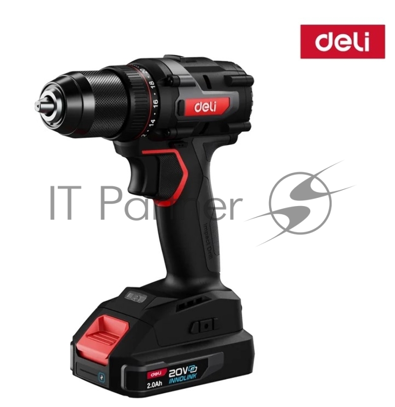 Дрель-шуруповерт аккумуляторная Deli DE-DZ20-2D2 (2 АКБ*2Ач+ЗУ, 20В, 13мм, 70Нм, сумка)