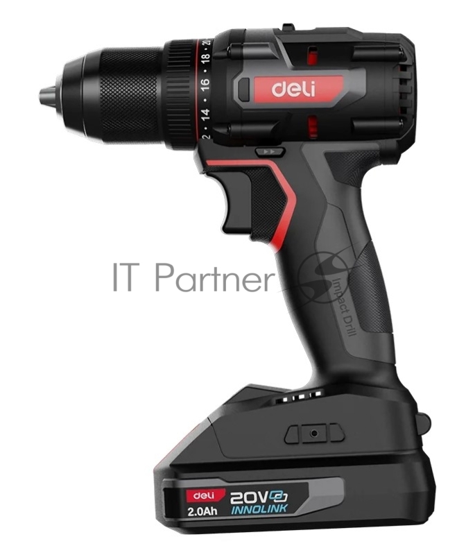 Дрель-шуруповерт аккумуляторная Deli DE-DZ20-2D2 (2 АКБ*2Ач+ЗУ, 20В, 13мм, 70Нм, сумка)