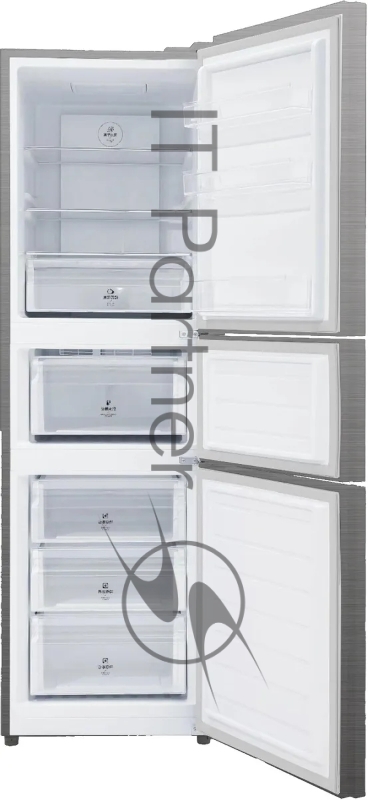 Холодильник Hyundai CM30073F нержавеющая сталь трехкамерный 137/81 л морозилка снизу, No Frost, Side by Side