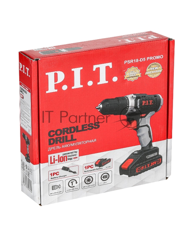 Дрель-шуруповерт P.I.T. PSR18-D5 PROMO, 30Нм, 20В, 1,5 Ач, патрон быстрозажимной реверс