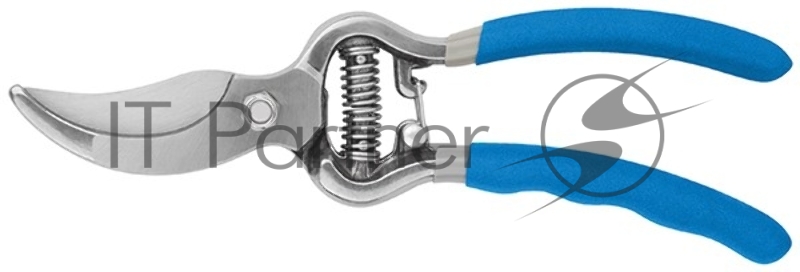 Секатор, режущие кромки внахлест, усиленная пружина, цельнокованый, ПВХ изогнутые ручки 215 мм