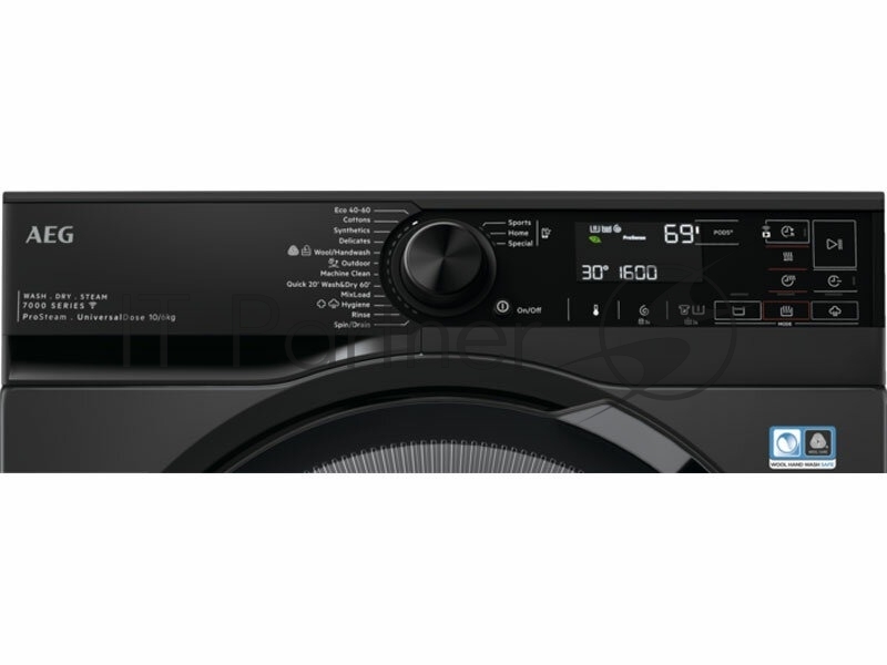 Стиральная машина с сушкой AEG LWR73166OE черный, загрузка фронтальная 10/6 кг (стирка/сушка), 1600 об/мин, класс: A