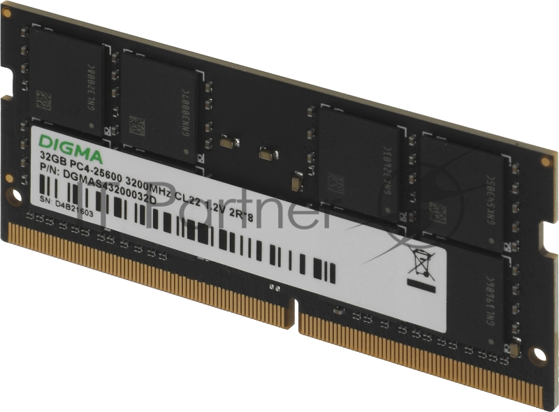 Память DDR4 32GB 3200MHz Digma DGMAS43200032D RTL PC4-25600 CL22 SO-DIMM 260-pin 1.2В dual rank Ret