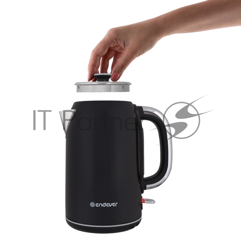 Чайник электрический Endever Skyline KR-256S, мощность 2200Вт, цвет черный, Объем 1,7л, корпус из нерж. стали, 6 шт/уп