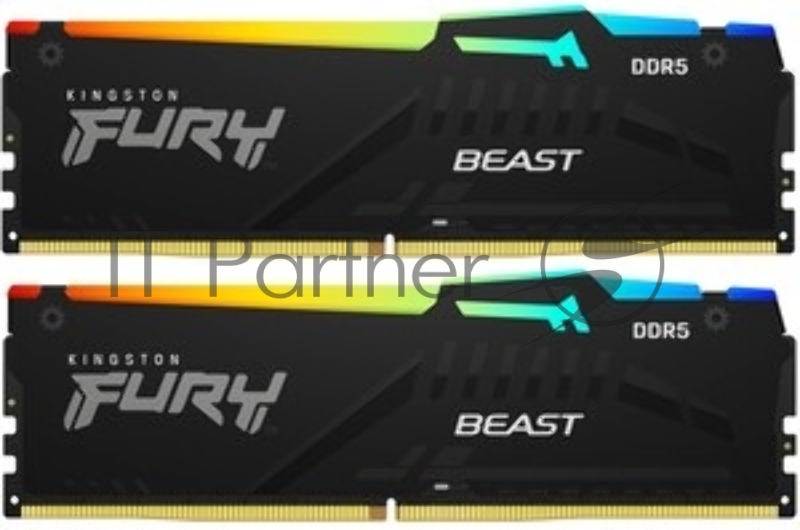 Модуль памяти DDR 5 DIMM 32Gb PC54400, 6800Mhz, Kingston FURY Beast Black EXPO CL34 (Kit of 2) (KF568C34BBEK2-32)