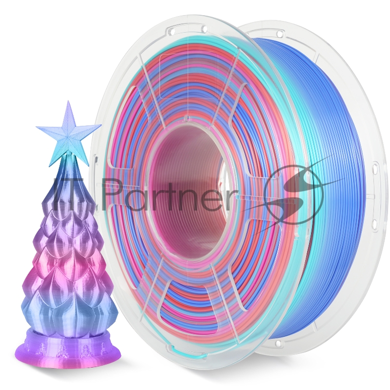 Филамент NVPRINT Silk PLA+ Rainbow 02 для 3D печати диаметр 1.75мм длина 330 метров масса 1 кг