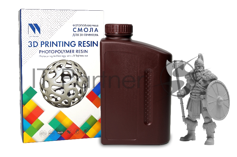 Фотополимерная смола NVPRINT Plant-Based Resin Grey для 3D печати 1 кг (бут)