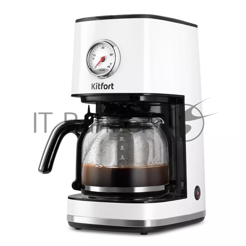 Кофеварка капельная Kitfort КТ-7216 белый/черный, исп. кофе - молотый, 1.5 л, 900 Вт