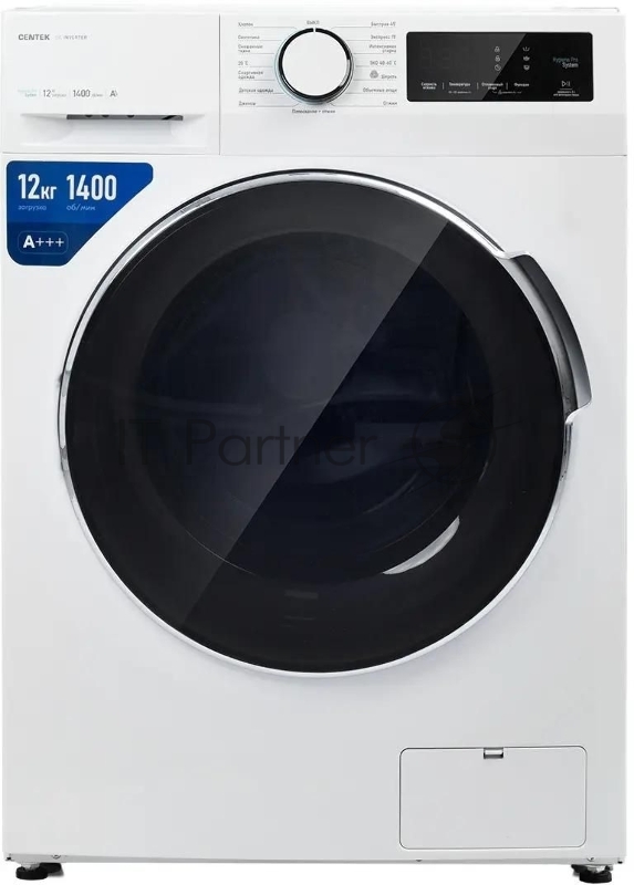 Стиральная машина CENTEK CT-1925, с фронтальной загрузкой, 12кг, 1400об/мин, инверторная, белый