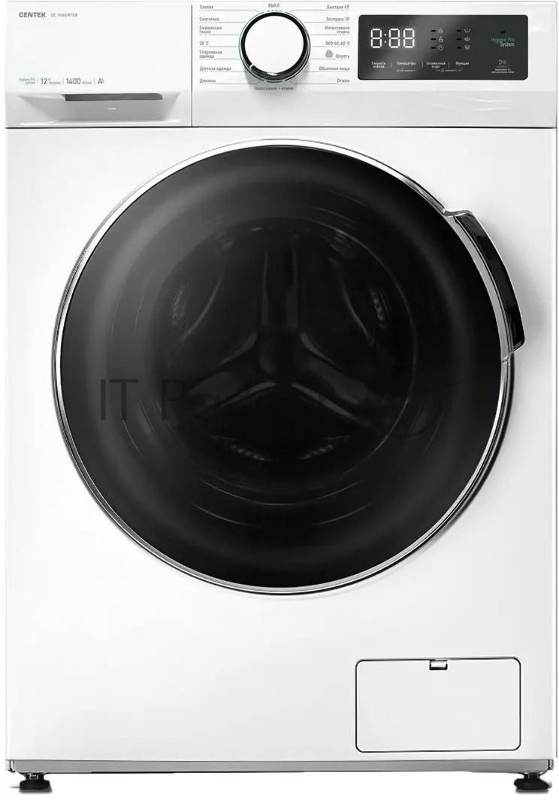Стиральная машина CENTEK CT-1925, с фронтальной загрузкой, 12кг, 1400об/мин, инверторная, белый