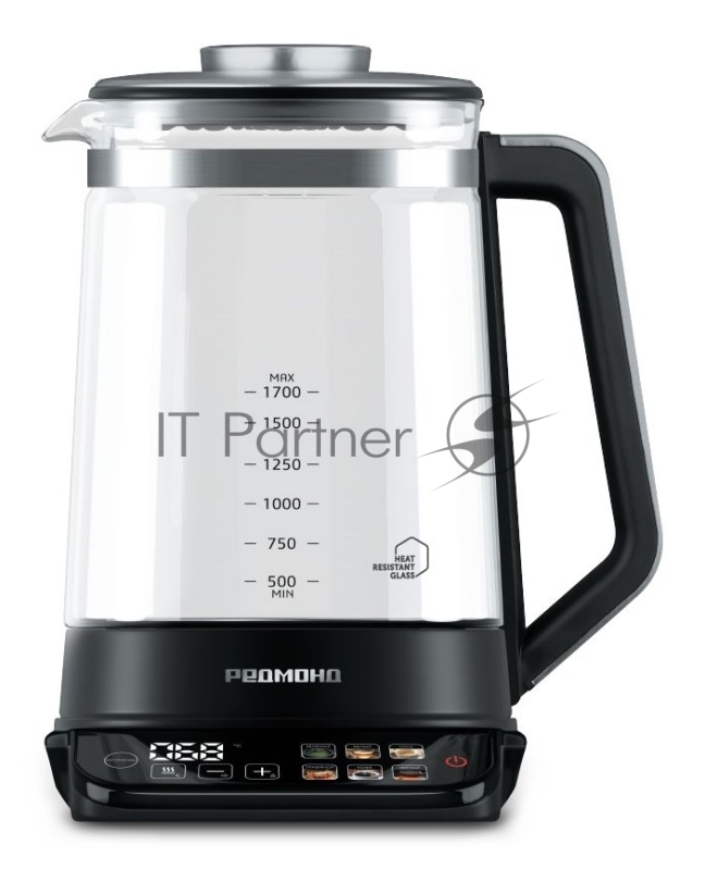 Чайник электрический Redmond KG220 1.7л. 2200Вт черный корпус: стекло