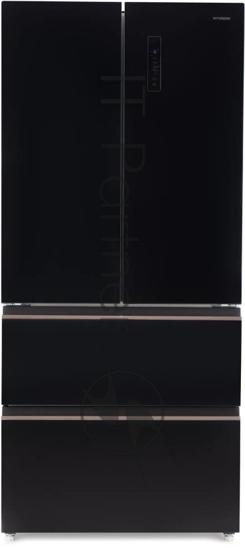 Холодильник Hyundai CM55043F черный стекло 3-хкамерн, 354/186, морозилка снизу, No Frost, Side by Side