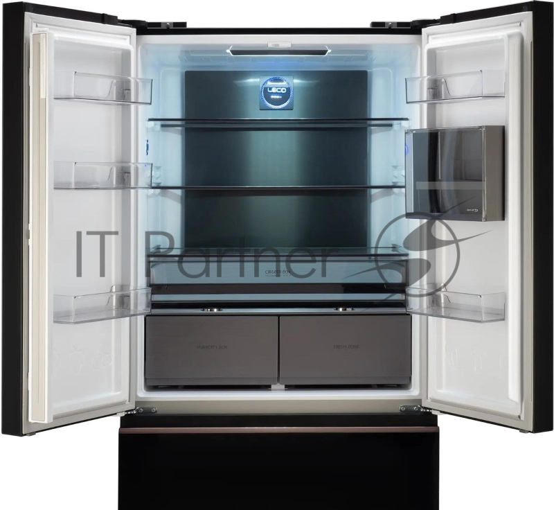 Холодильник Hyundai CM55043F черный стекло 3-хкамерн, 354/186, морозилка снизу, No Frost, Side by Side