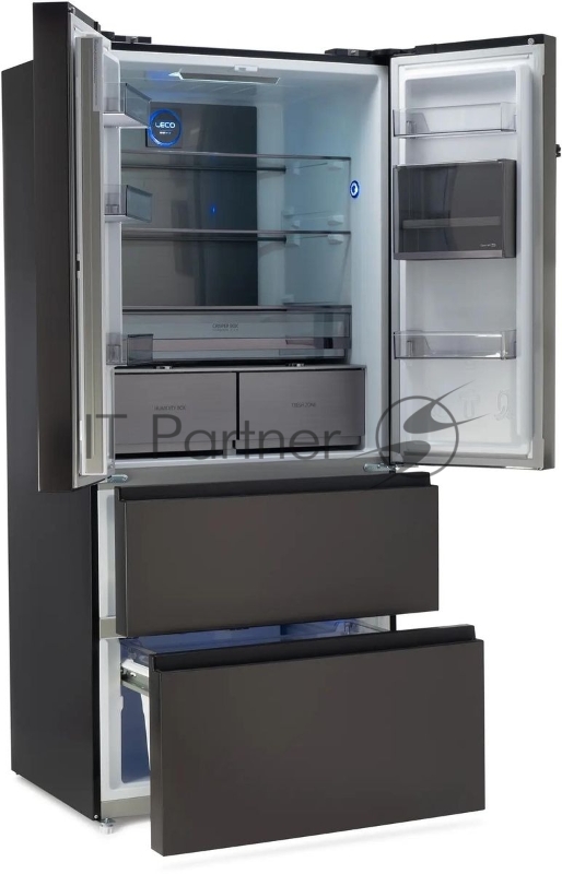 Холодильник Hyundai CM55043F черная сталь, 3-хкамерн., 354/186, морозилка снизу, No Frost, Side by Side