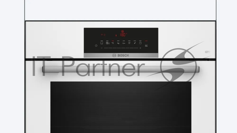 Встраиваемый духовой шкаф Bosch, Serie 8, объем 67 л , 12 режимов нагрева, 4D Hotair, телескопические направляющие, пиролиз, сенсорное управление, 40 автоматических программ, цвет белый