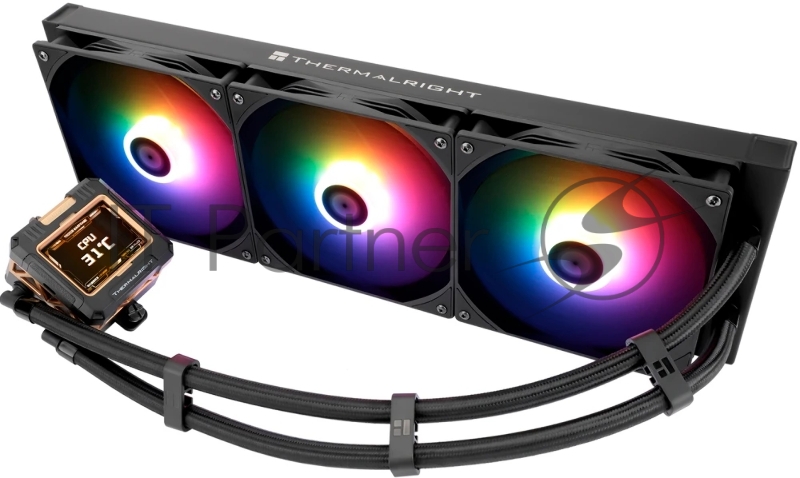 Система водяного охлаждения Thermalright Frozen Warframe 420 ARGB Soc-AM5/AM4/1200/1700/1851 черный 4-pin 29.8dB Al LCD Ret (F-WFRAME-420-BL-ARGB)