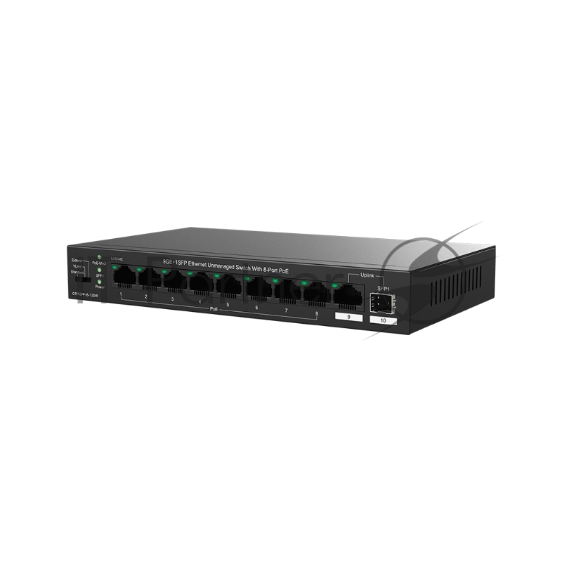 Коммутатор неуправляемый IP-COM G1110PF-8-120W PoE, 10 портов, 9x1 Гбит/с, SFP 1х1 Гбит/с, PoE 8х30 Вт (до 102 Вт)