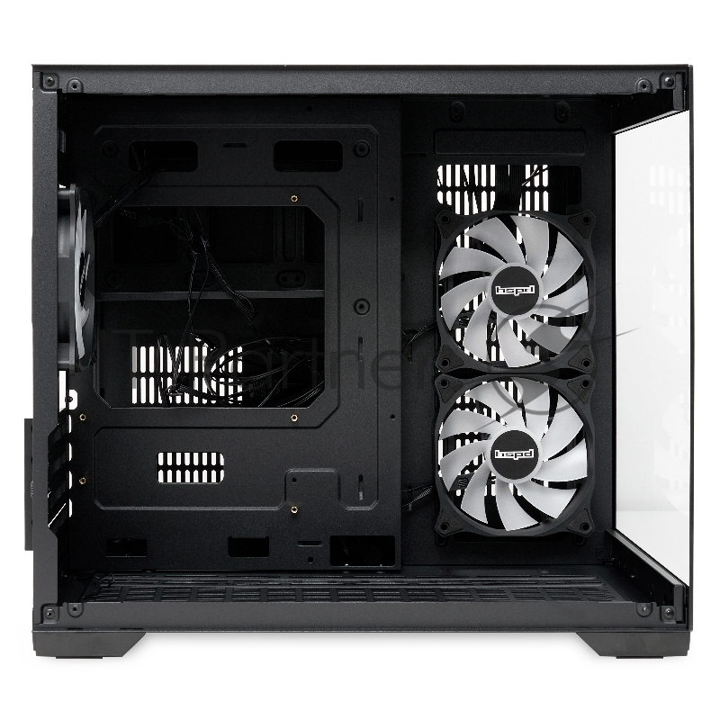 Компьютерный корпус без блока питания HSPD F330, Panoramic Mini-tower, черный, TG, 0.5 SPCC, 3x120mm ARGB mATX, mITX 160/400/200mm 1x2.5, 2x3.5, 4xPCI 1xUSB-C 3.0, 2xUSB-A1.0 428x280x375mm