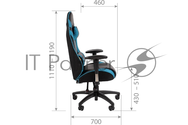 Кресло компьютерное Chairman game CH43 экокожа, черно-бирюзовый