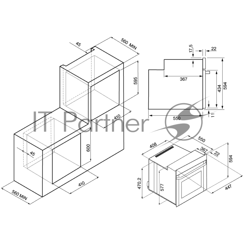Электрический духовой шкаф Krona LYRA 45 WH