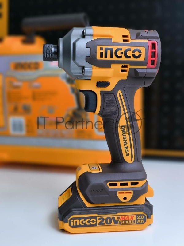 Аккумуляторный импульсный винтоверт Ingco CIRLI2028, 20В BL, 285Hm, 2хАКБ FBLI20011 и ЗУ FCLI2001, кейс