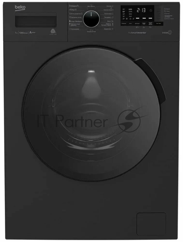 Стиральная машина Beko WSPE 7612 A темно-серый, загрузка фронтальная 7 кг, 1200 об/мин., класс: А+++