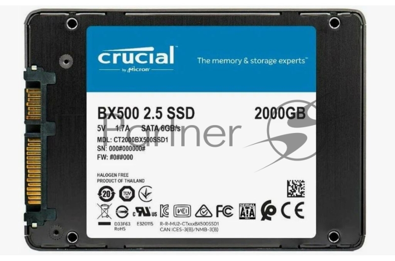 Накопитель SSD SATA2.5 2TB BX500 CT2000BX500SSD1 CRUCIAL