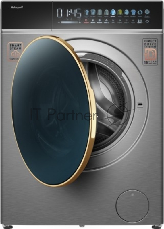 Стирально-сушильная машина Weissgauff WMD 58411 Direct Drive Inverter Premium Steam Steel (433418) нержавеющая сталь, фронтальная загрузка 11 кг, 1400 об/мин, класс: В