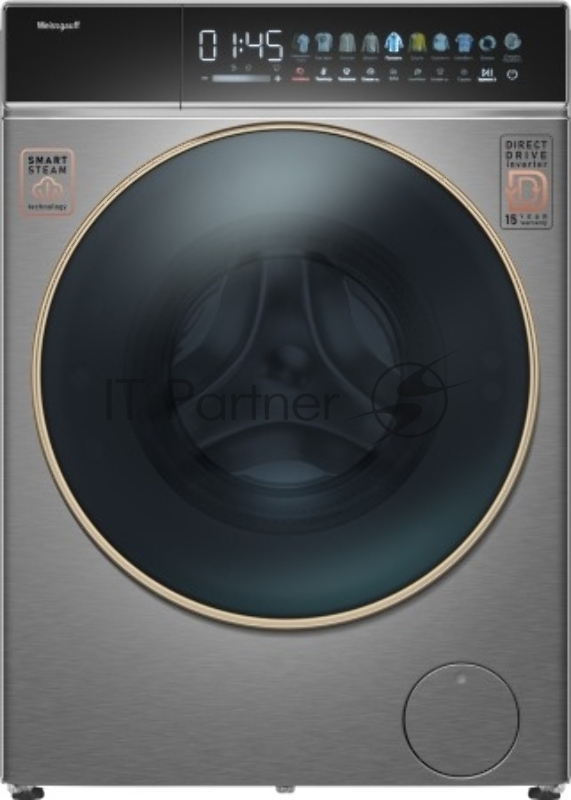 Стирально-сушильная машина Weissgauff WMD 58411 Direct Drive Inverter Premium Steam Steel (433418) нержавеющая сталь, фронтальная загрузка 11 кг, 1400 об/мин, класс: В