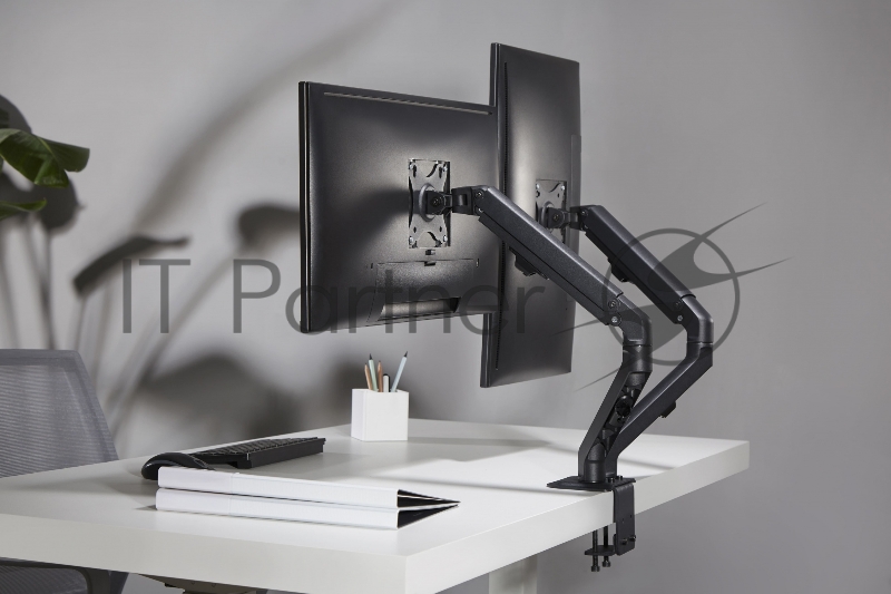 Кронштейн для мониторов Ultramounts UM729 черный 17-27 макс.7кг крепление к столешнице поворот и наклон