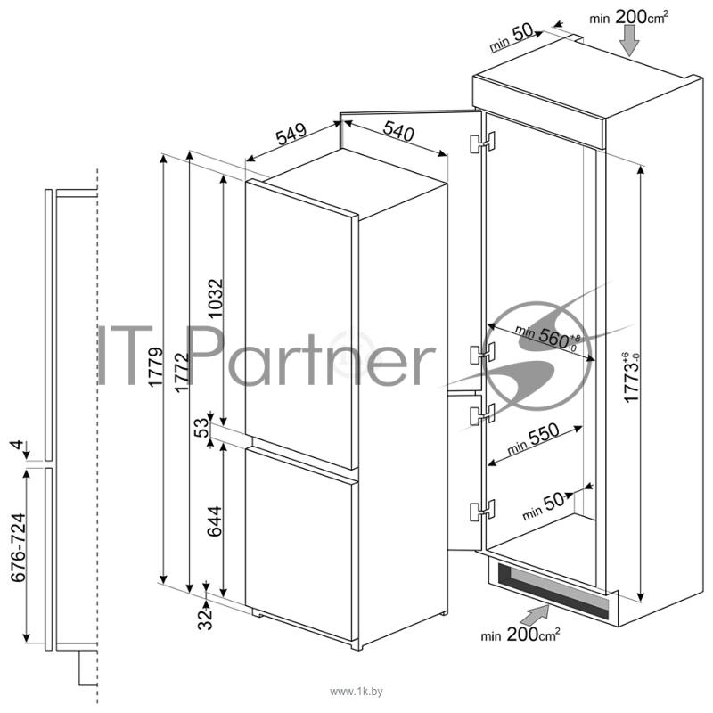 Холодильник SMEG C4173N1F встраиваемый