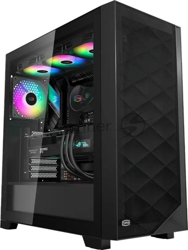 Корпус без блока питания/ PCCooler C3D510 BK ARGB, Tempered Glass Full Tower, Black, TG, 0.7 SPCC, 3x120mm ARGB E-ATX, ATX, mATX, mITX 170/390/410mm 2x2.5, 2x3.5, 7xPCI 2xUSB-A 3.0 454.8x220x490.6mm