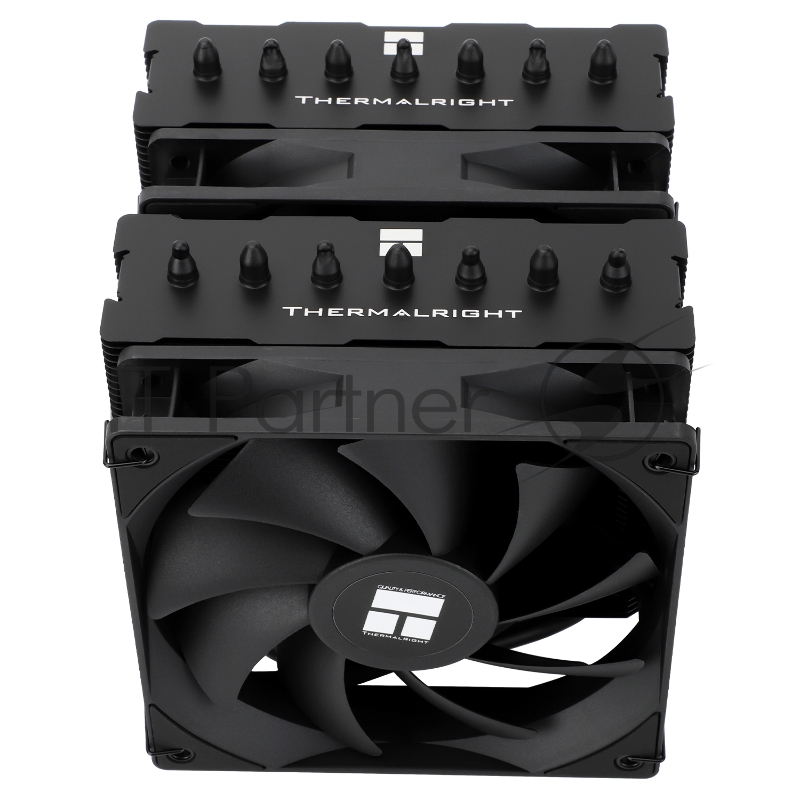 Кулер для процессора/ Thermalright Phantom Spirit 120 SE Black (4-pin PWM, 154mm, Ni/Cu, 7x6mm, 2x120mm, 66.17CFM, 25.6dBA, 1500RPM, S: 1200, 1700, 1851, 115X, AM4, AM5, silver, black)