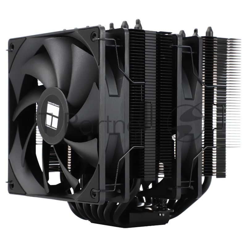 Кулер для процессора/ Thermalright Phantom Spirit 120 SE Black (4-pin PWM, 154mm, Ni/Cu, 7x6mm, 2x120mm, 66.17CFM, 25.6dBA, 1500RPM, S: 1200, 1700, 1851, 115X, AM4, AM5, silver, black)
