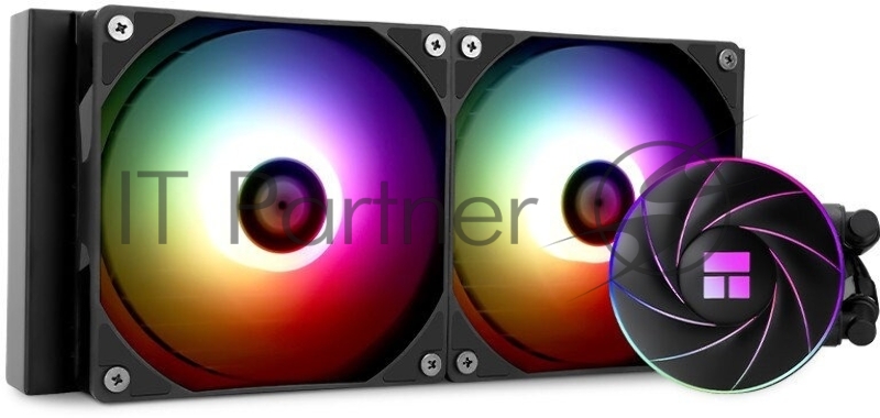 Система жидкостного охлаждения/ Thermalright Aqua Elite 240 V3 (240mm, Black, ARGB/ Fans: 2x120mm, 66.17CFM, 25.6dBA, 1500RPM/ Pump height 53mm, 23dBA, 3300RPM, Rad thickness 27mm/ S: 1700, 1200, 20XX, 115X, AM5, AM4)