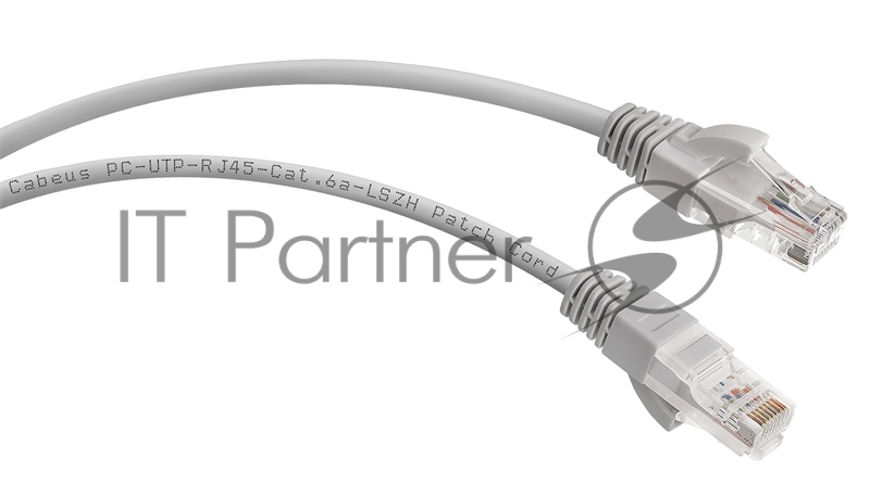 Шнур комм. Cabeus, кат. 6A, неэкр., U/UTP, RJ45/RJ45, LSZH, AWG24, 1.5м, серый