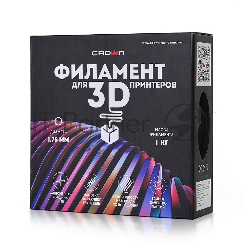 Филамент Crown Micro CM-FILABS019W ABS 1.75 1кг белый