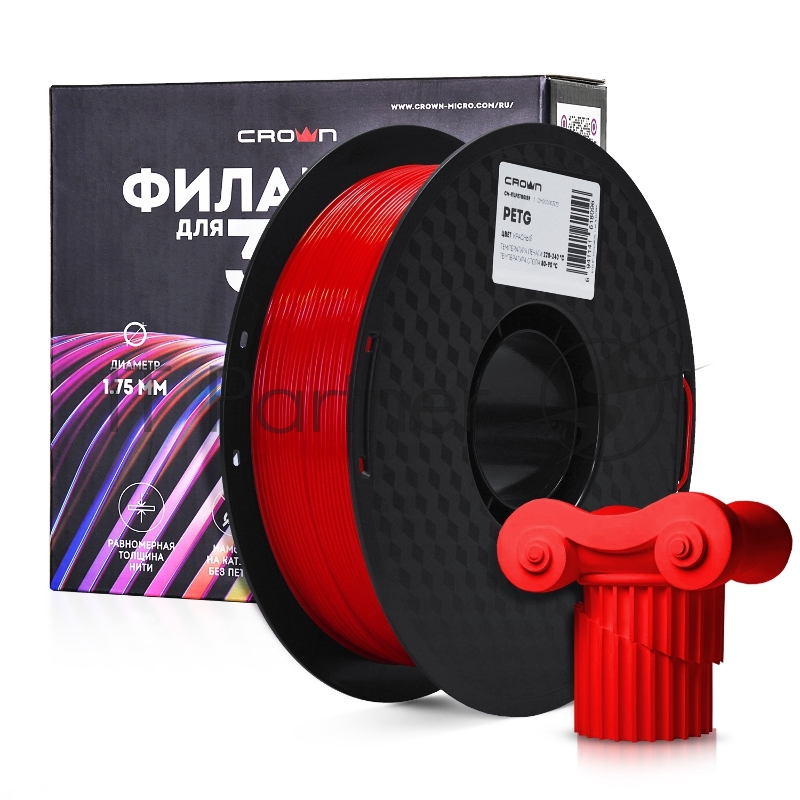 Филамент Crown Micro CM-FILPETG018R PETG 1.75 1кг красный