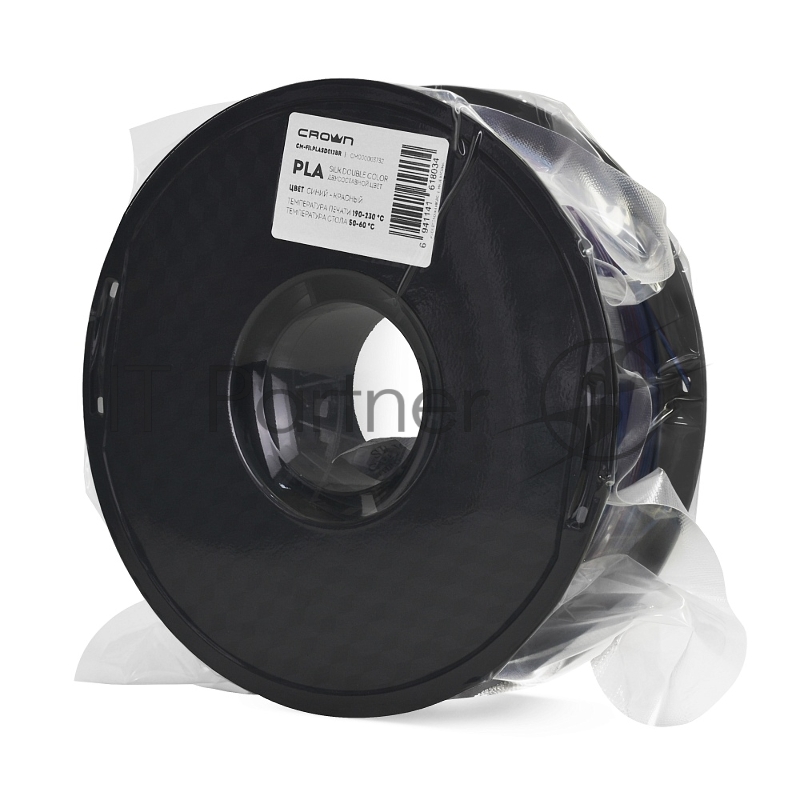 Филамент Crown Micro CM-FILPLASD012BR PLA Silk двойной 1.75 1кг синий-красный