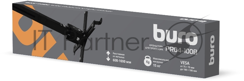 Кронштейн для проектора Buro PR04-100B черный макс.20кг потолочный поворот и наклон