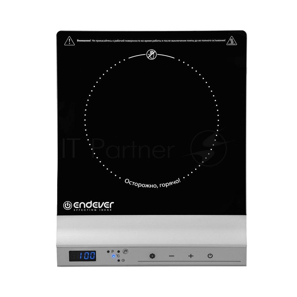 Плитка электрическая со стеклокерамической поверхностью Endever Skyline DP-71, черный/серебристый, мощность 2000 Вт, 10 уровней мощности, 5 шт/уп