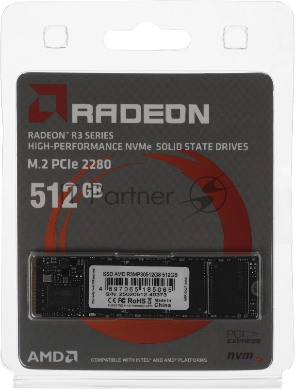 Накопитель SSD AMD PCIe 3.0 x4 512GB R3MP30512G8 Radeon M.2 2280
